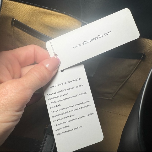 SANTAELLA Black Leather Valentina Tote Bag NWT - Picture 16 of 16